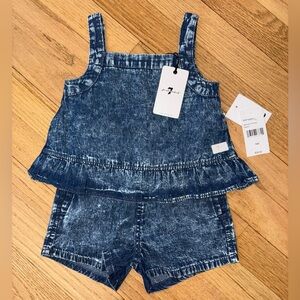 NWT 7 For All Mankind Baby Denim Tank and Shorts Set 18M
